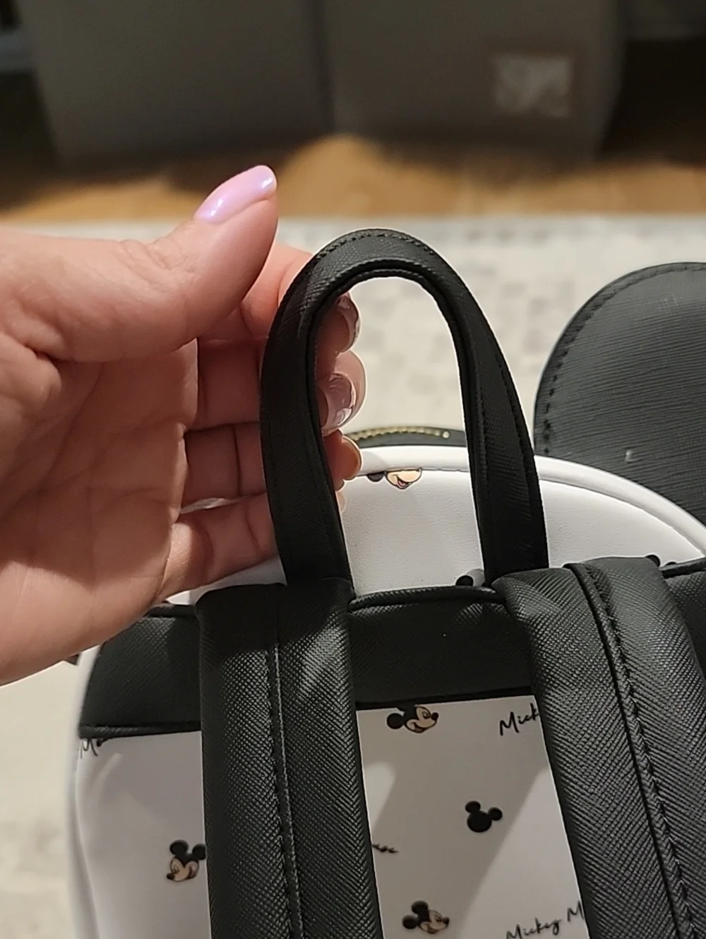 Loungefly White Mickey Mouse Mini Backpack with Black Ears